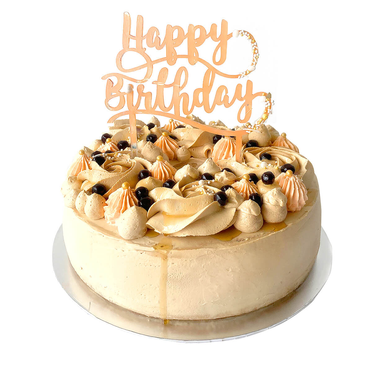 Image of a boba milk tea flavoured chiffon cake, 23cm or 9inch in diameter for 8 people